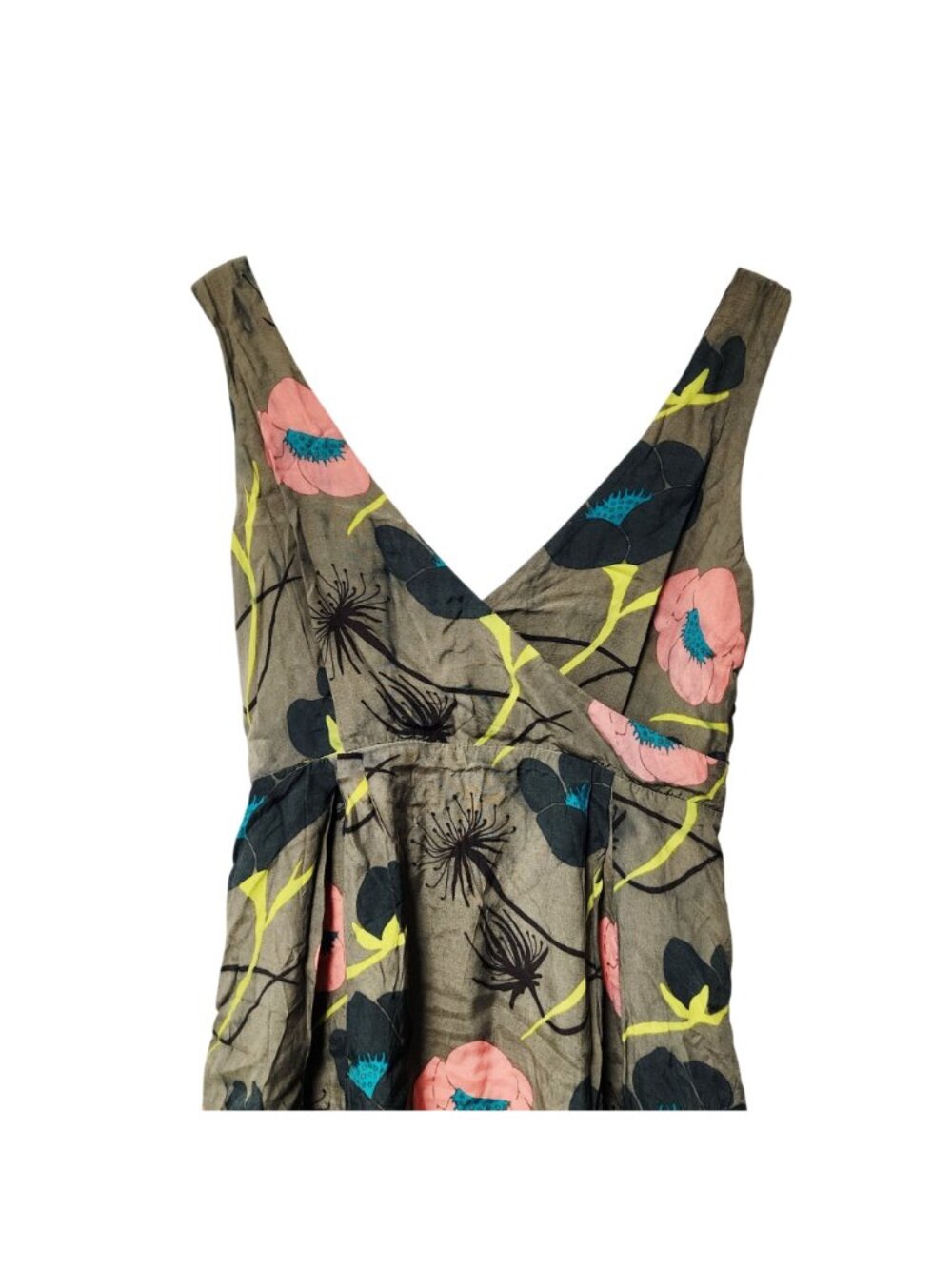 Anthropologie Sariah Floral Sleeveless V-Neck Mini Dress Lace Hem Size 4 - Picture 4 of 8